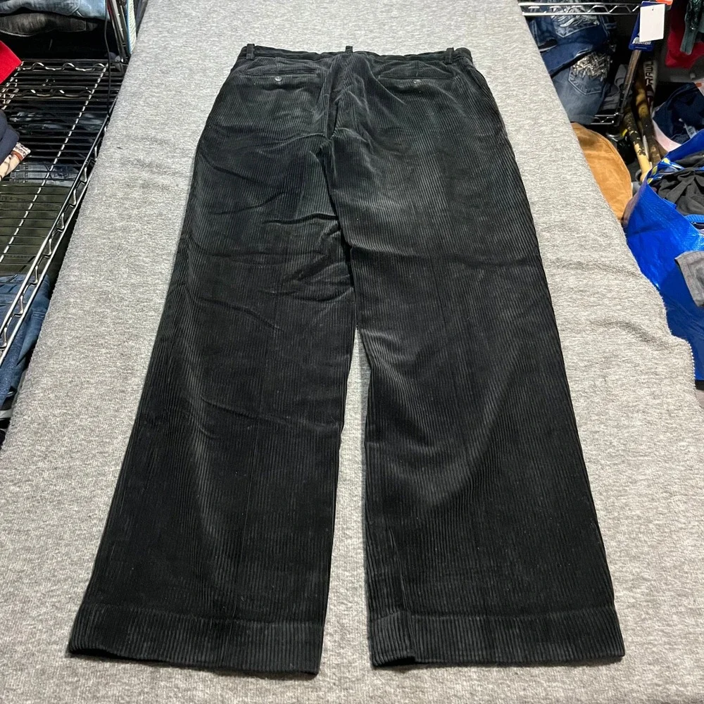 Polo Ralph Lauren Ethan Pant Black Corduroy Pleated Trousers Mens 32x32